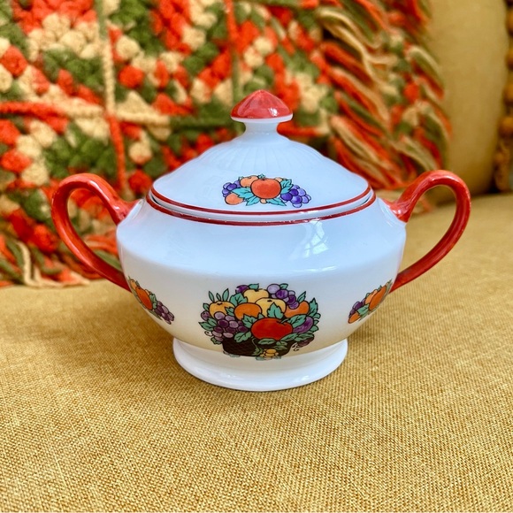 Antique Other - 🌟HOST PICK!🌟 Royal Schwarzburg Germany 🍎 Antique China Fruit Motif Sugar Bowl